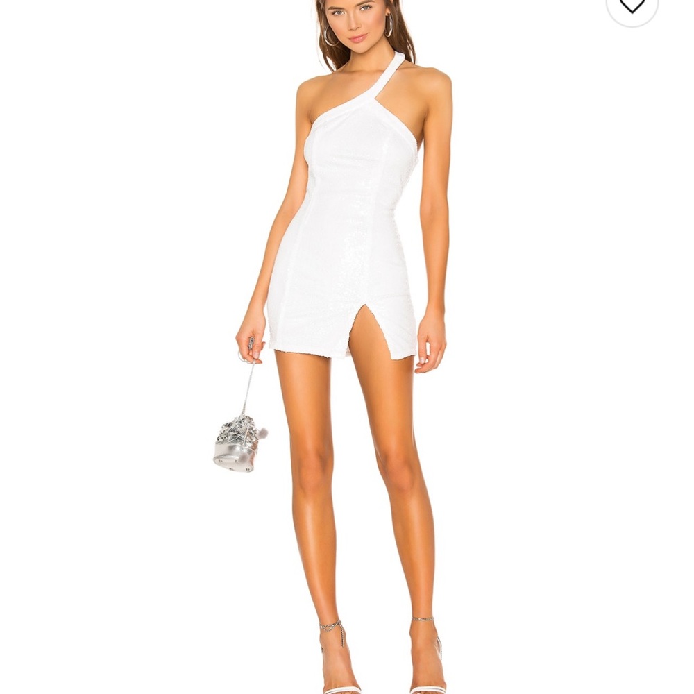 White sequin super down dress NWT